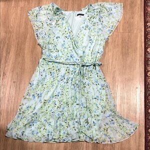 New Tommy Hilfiger Light Blue Floral Wrap Mini Dress size 16